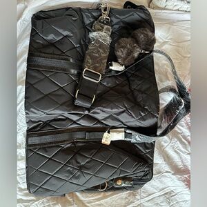 NWT - Black Quilted Weekender Oversized Bag-